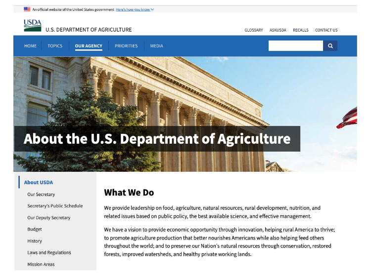 USDA About Us page