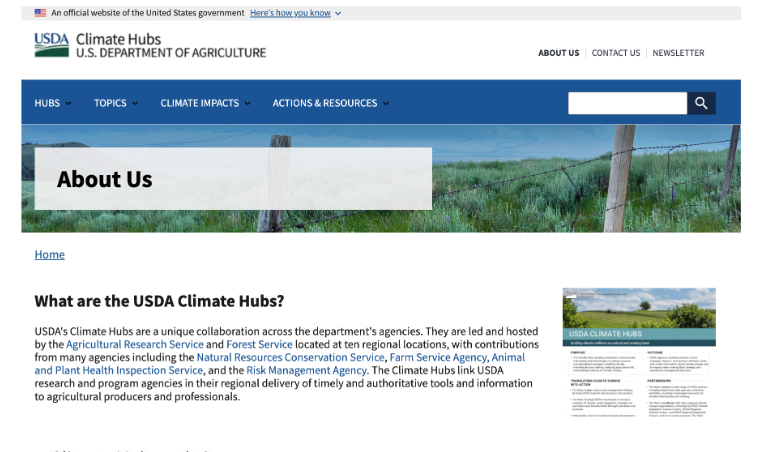 Climate Hubs About Us page